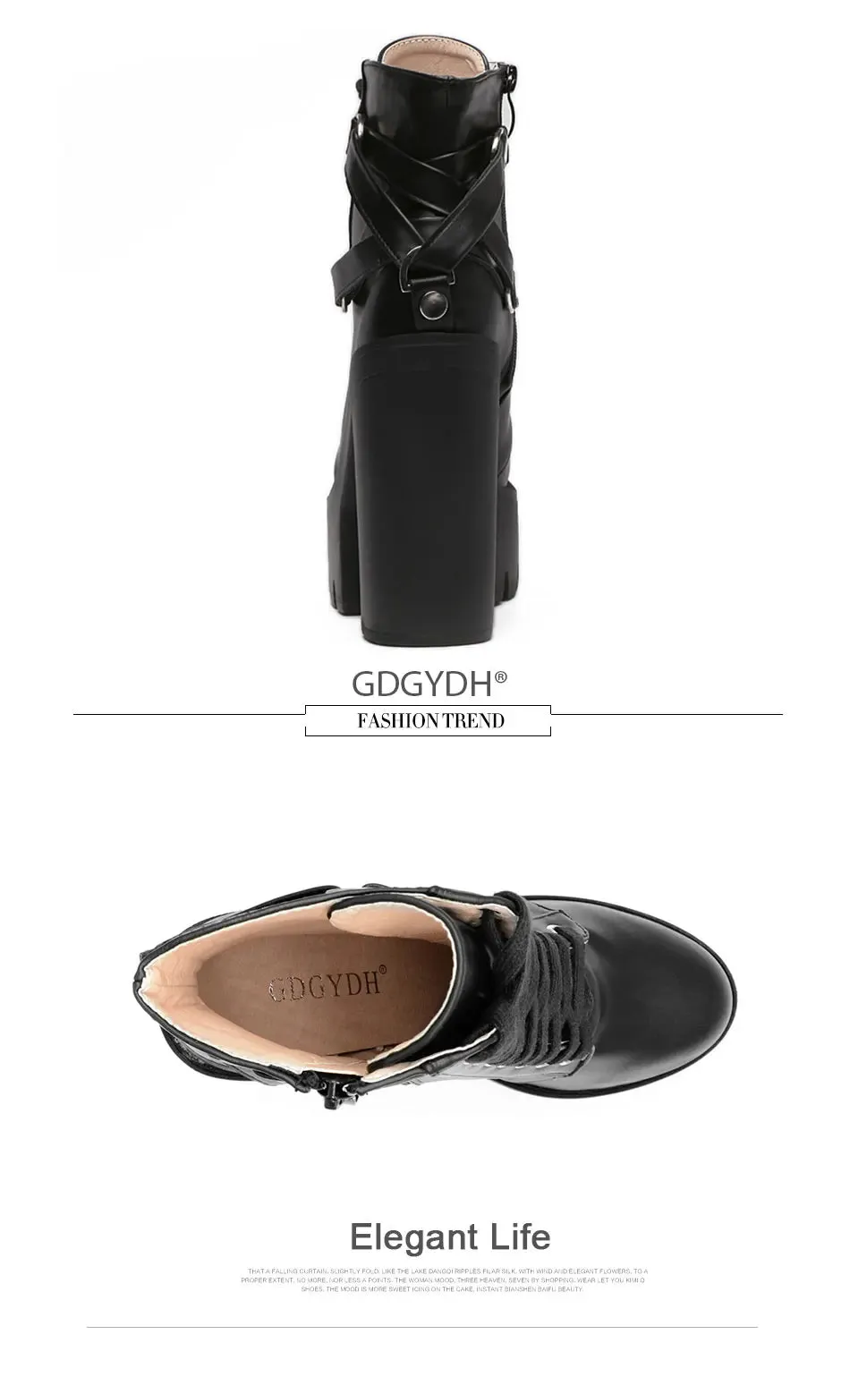 Heel Spring Autumn Lace-up Soft Leather Boots