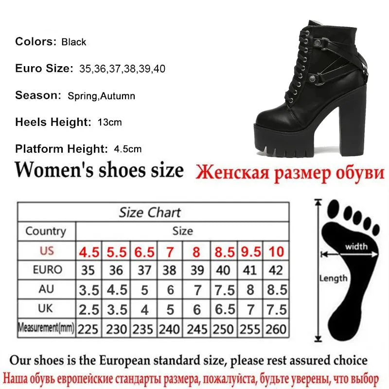 Heel Spring Autumn Lace-up Soft Leather Boots