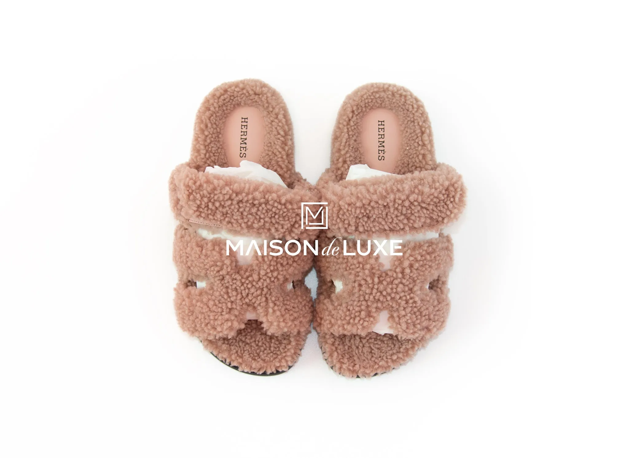 Hermes Women's Bois de Santal Shearling Chypre Sandal 36.5