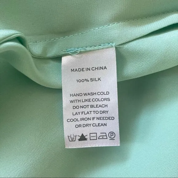 Hill House Nima silk mini Dress ruffle mint green Size M Festival Y2K Coquette