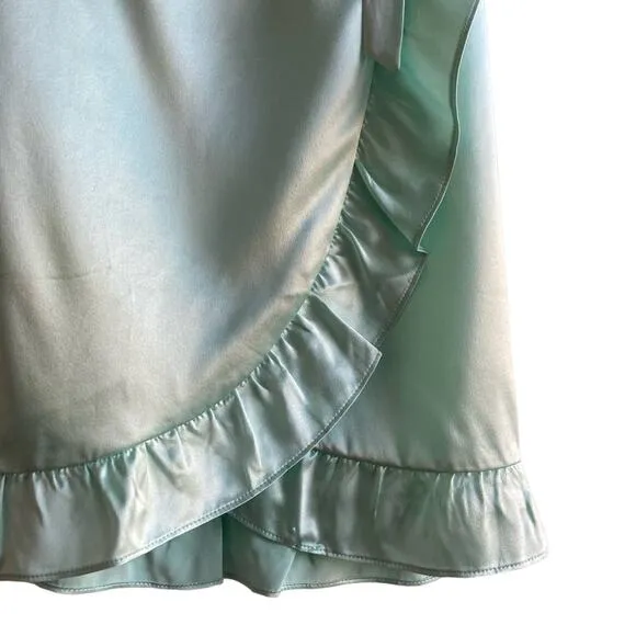 Hill House Nima silk mini Dress ruffle mint green Size M Festival Y2K Coquette