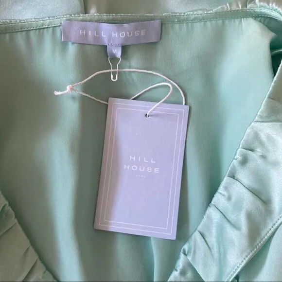 Hill House Nima silk mini Dress ruffle mint green Size M Festival Y2K Coquette
