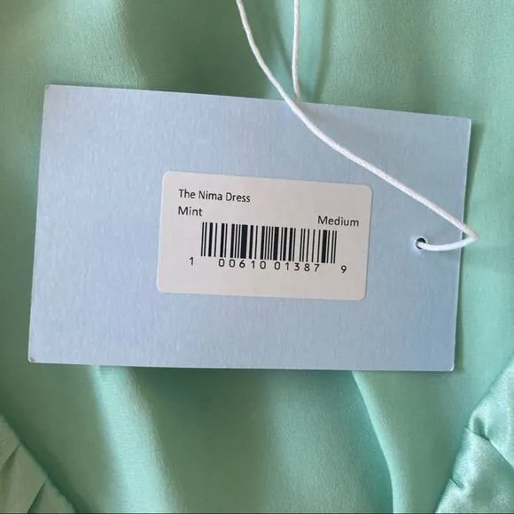 Hill House Nima silk mini Dress ruffle mint green Size M Festival Y2K Coquette