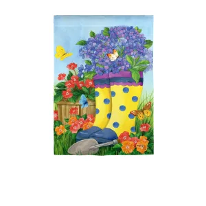 Hydrangea Boots Garden Suede Flag,14s9637