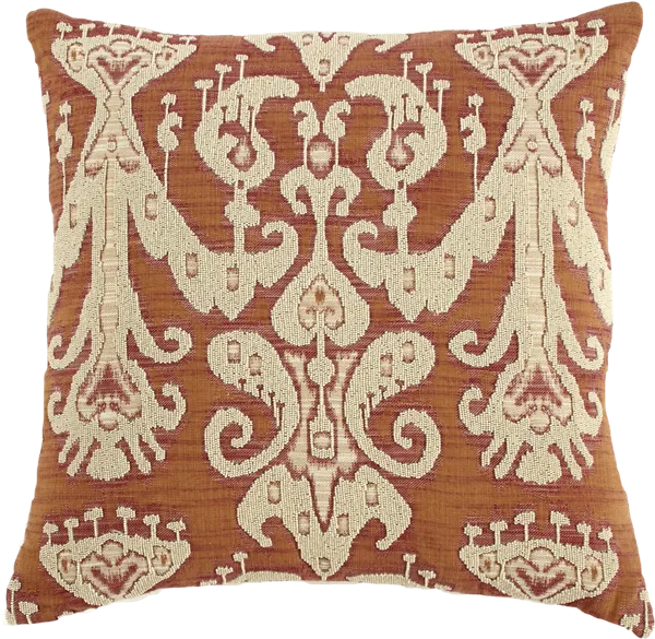 Ikat Orange Brocade Cream Beading - Callisto Home