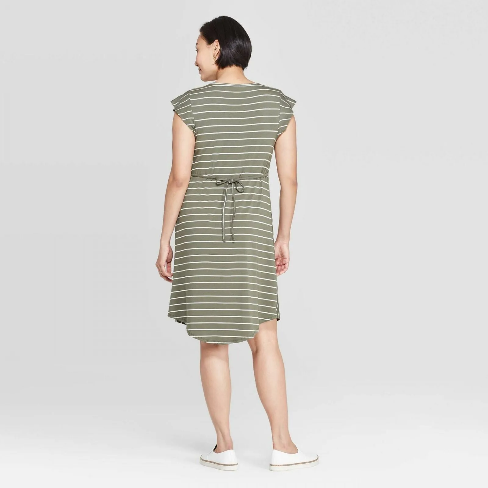 Isabel Maternity by Ingrid & Isabel Striped Short Sleeve Smocked Front Dress