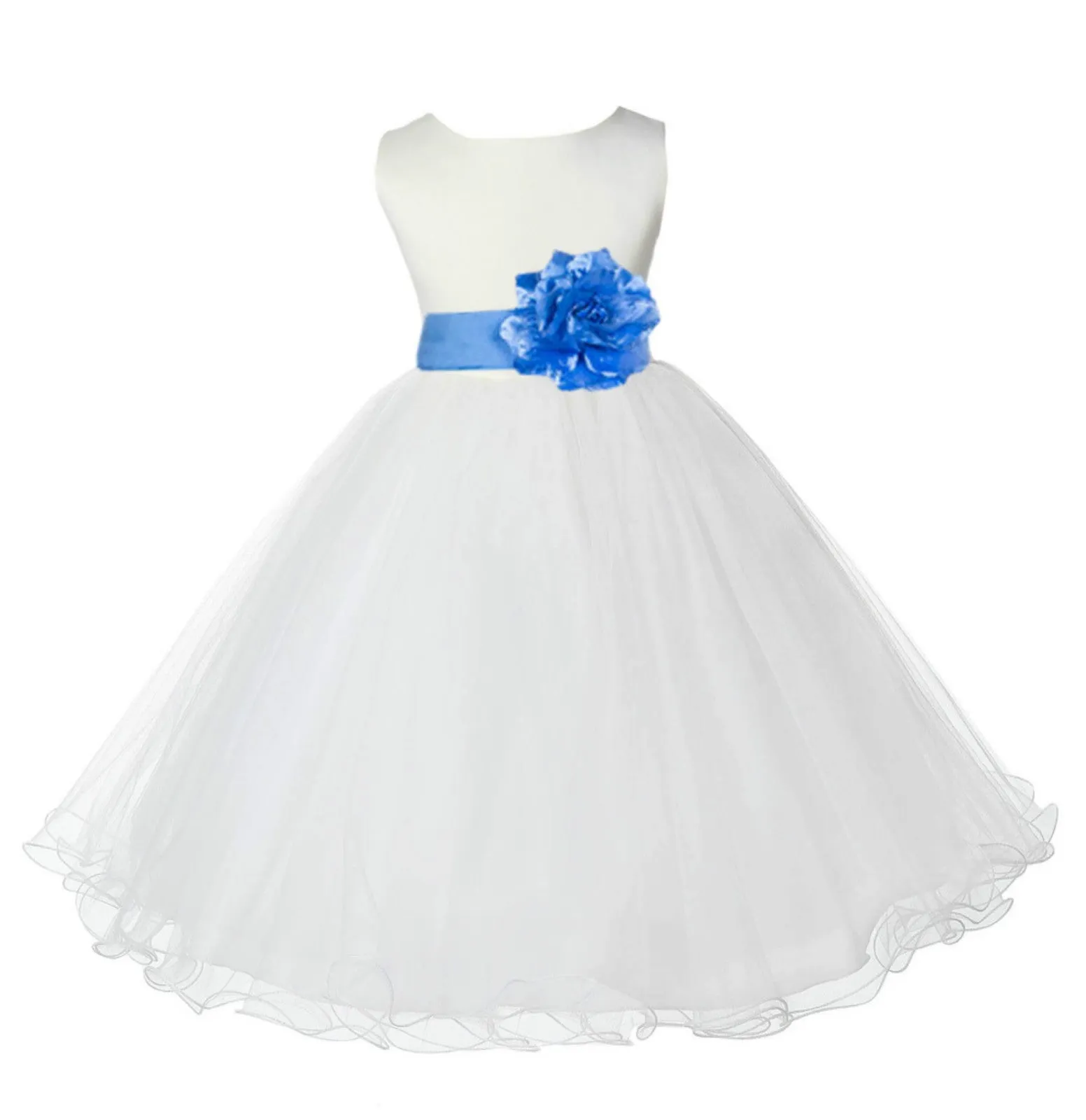 Ivory Formal Wedding Pageant Special Occasions Rattail Edge Tulle Flower Girl Dress 829S(5)