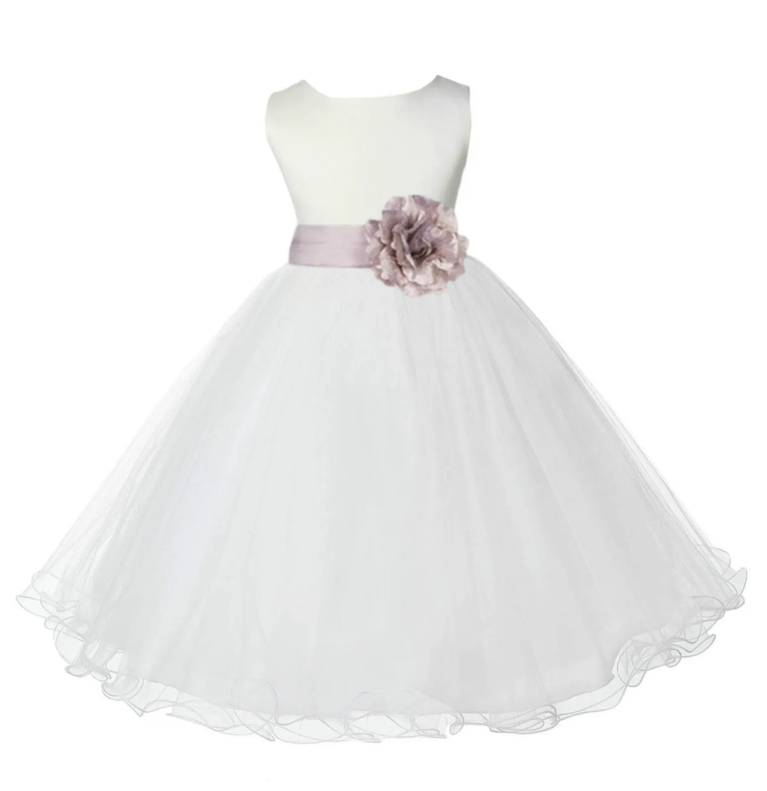 Ivory Formal Wedding Pageant Special Occasions Rattail Edge Tulle Flower Girl Dress 829S(5)