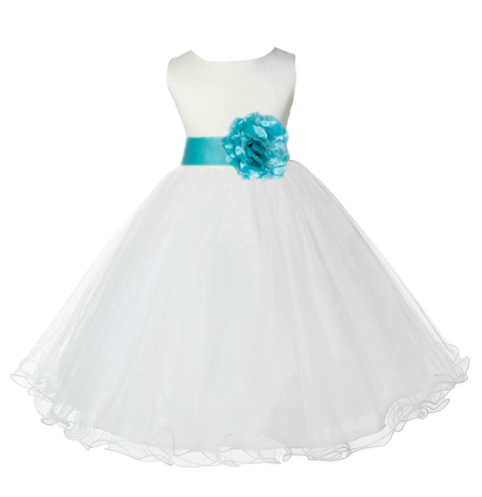 Ivory Formal Wedding Pageant Special Occasions Rattail Edge Tulle Flower Girl Dress 829S(5)