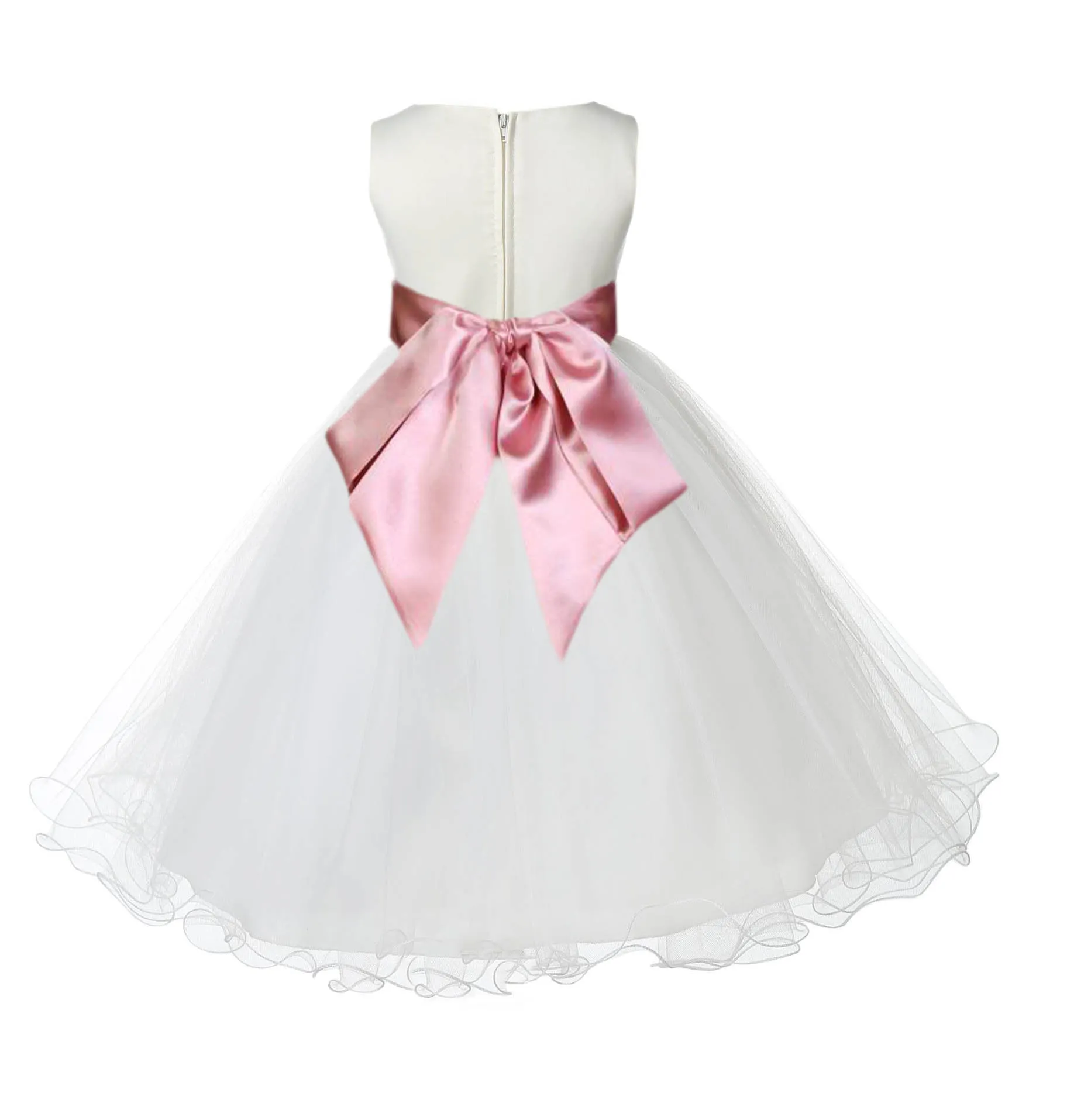 Ivory Formal Wedding Pageant Special Occasions Rattail Edge Tulle Flower Girl Dress 829S(5)