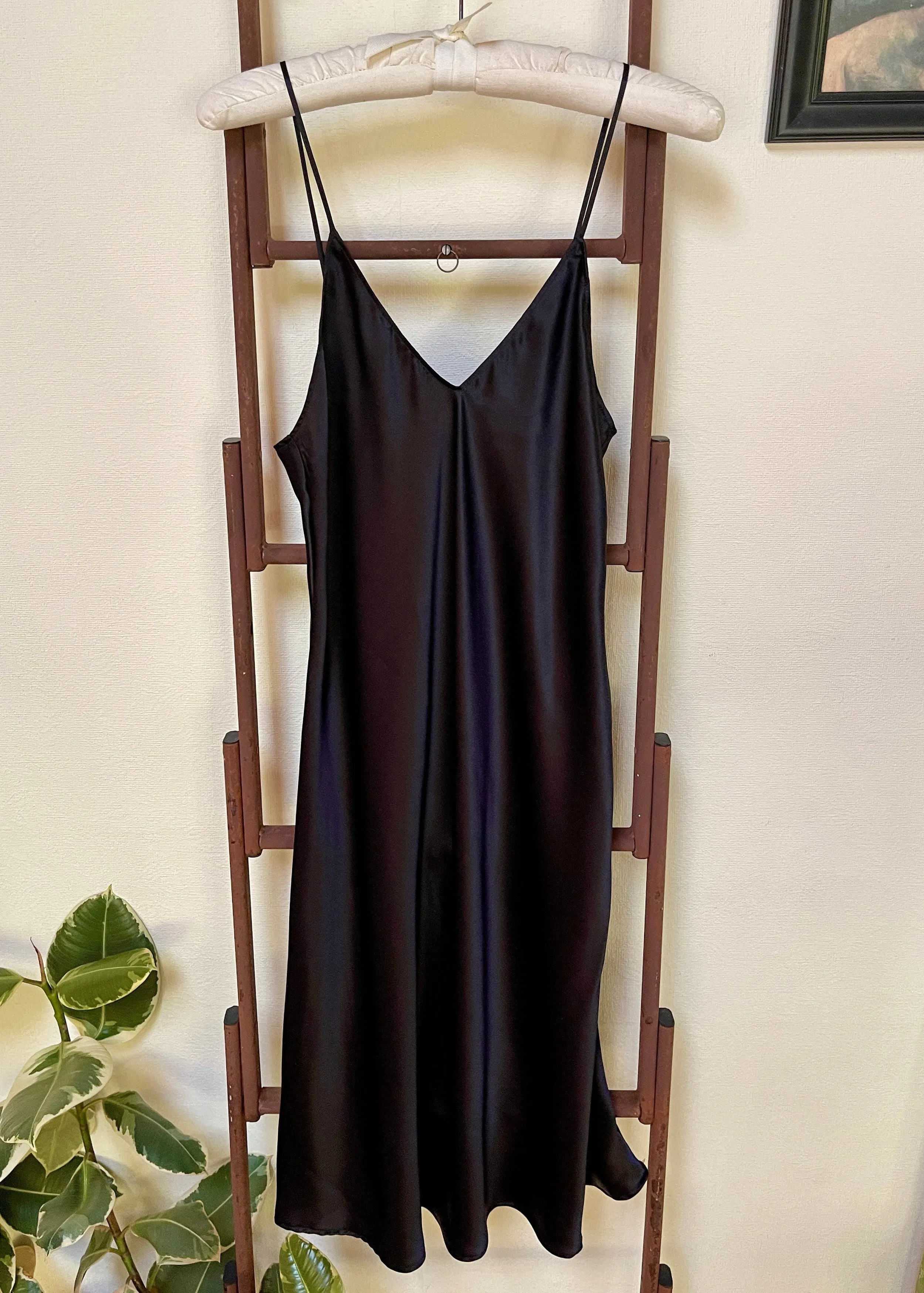 Ivy Silk Slip in Black Charmeuse Silk
