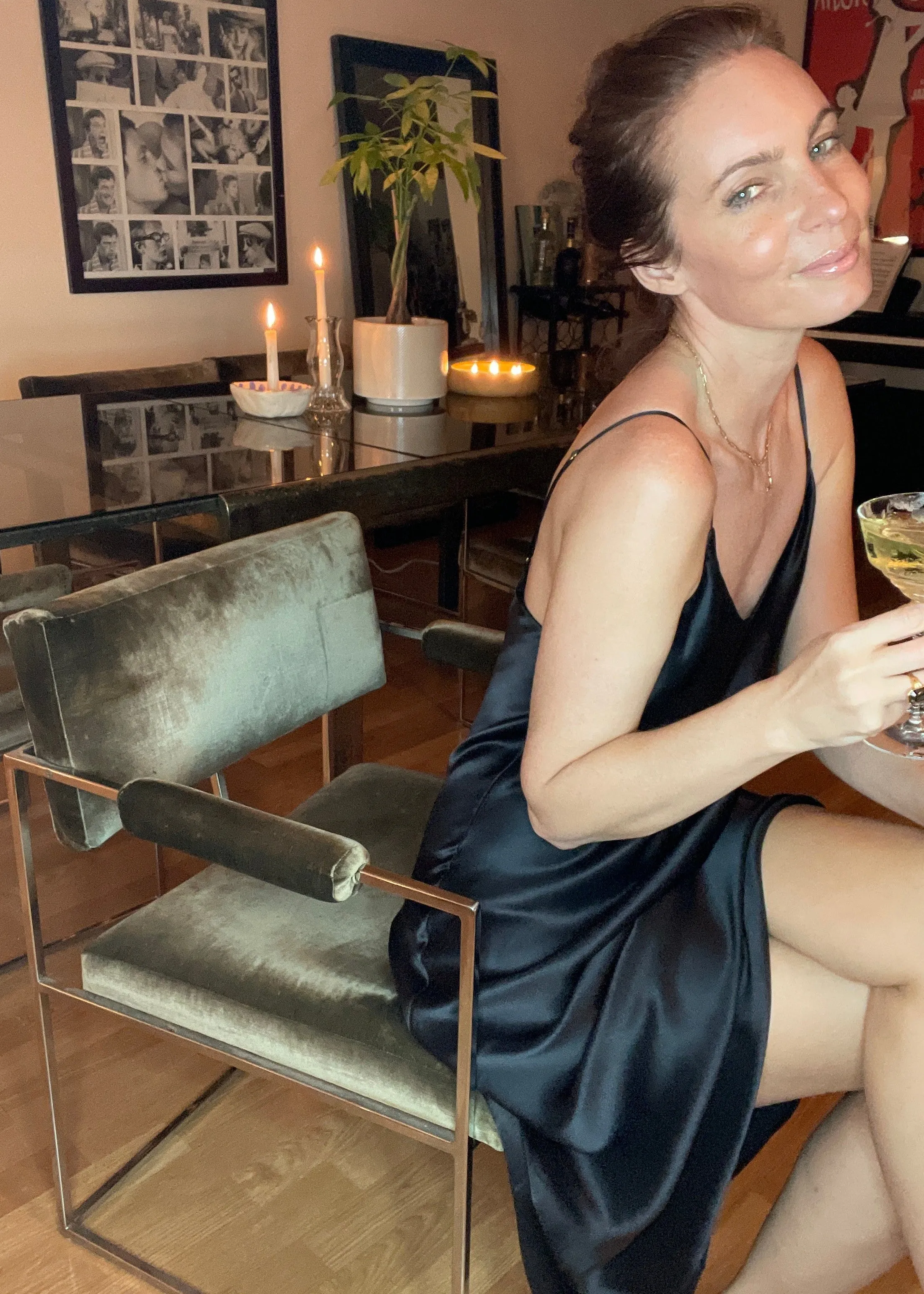 Ivy Silk Slip in Black Charmeuse Silk