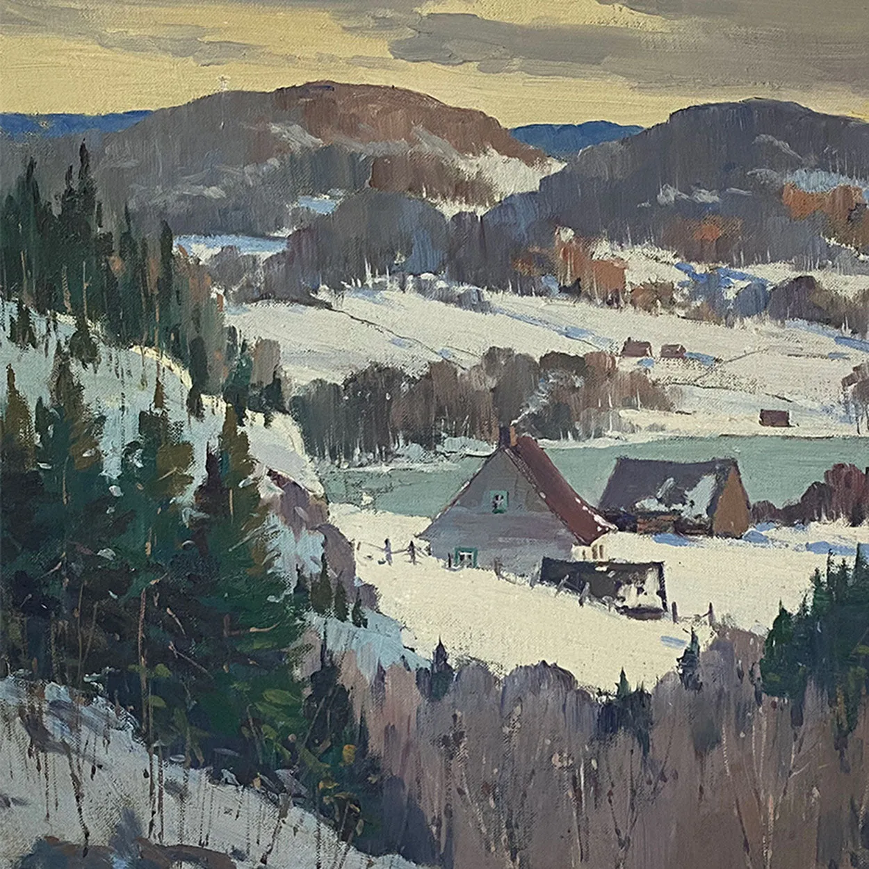 JACK YOUNG Oil on Canvas Board Painting, Winter in the Laurentians
