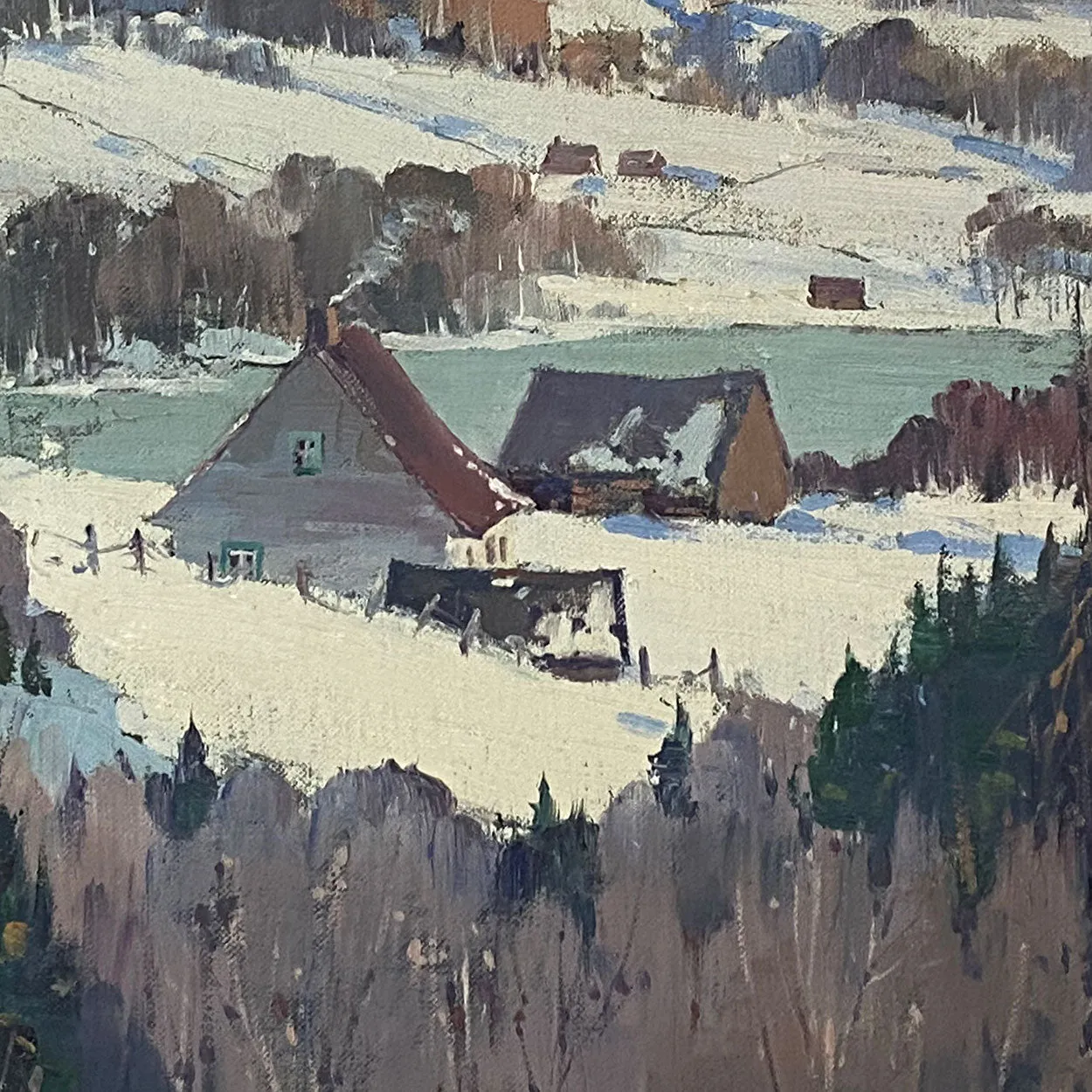 JACK YOUNG Oil on Canvas Board Painting, Winter in the Laurentians