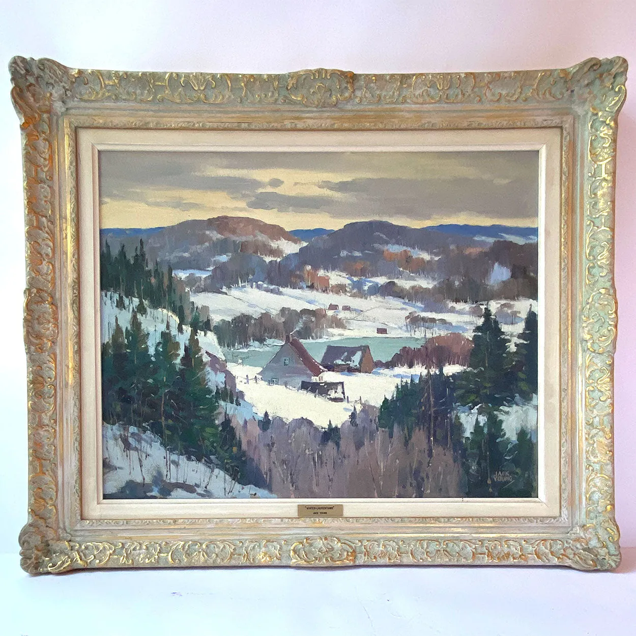 JACK YOUNG Oil on Canvas Board Painting, Winter in the Laurentians