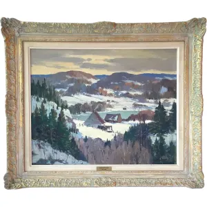 JACK YOUNG Oil on Canvas Board Painting, Winter in the Laurentians
