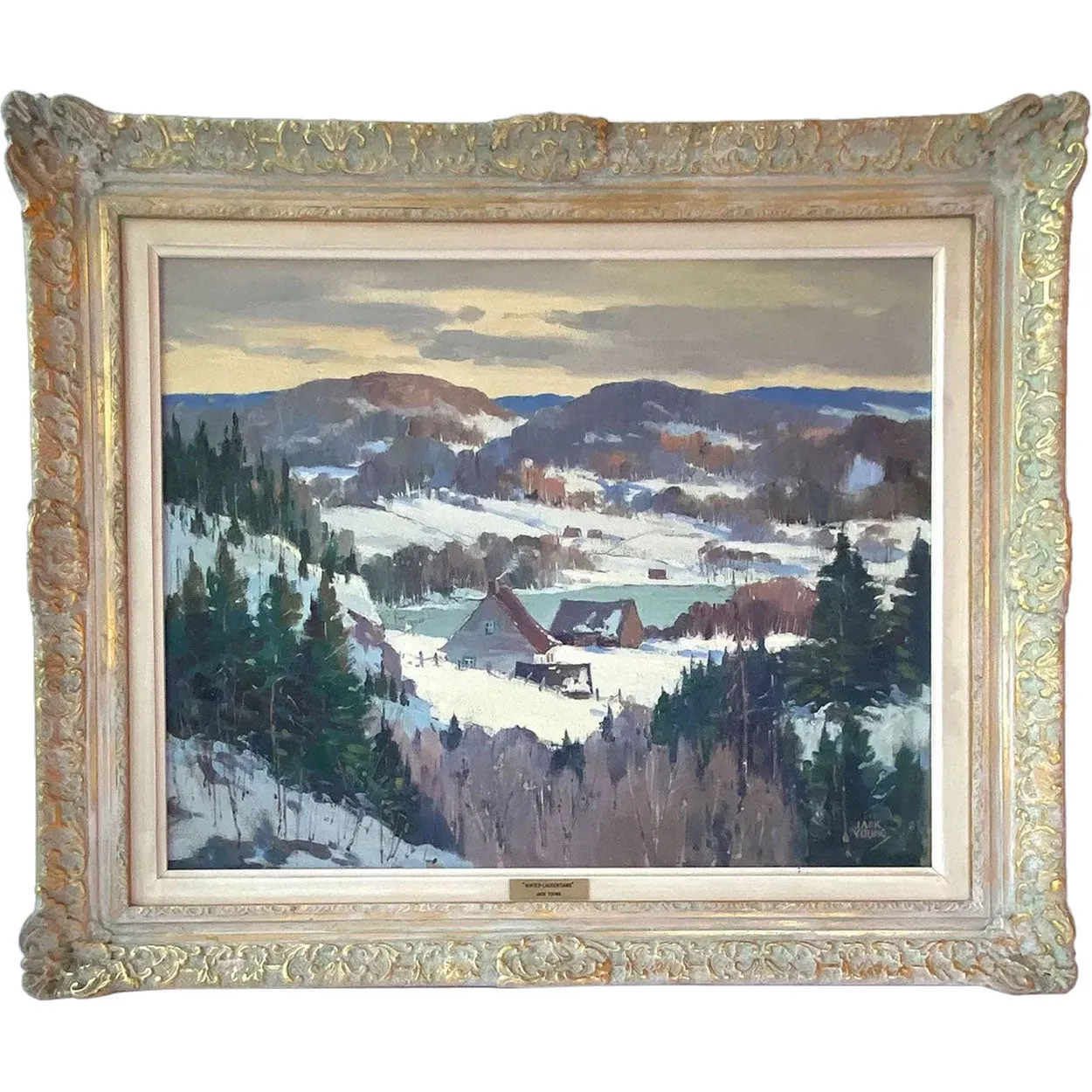 JACK YOUNG Oil on Canvas Board Painting, Winter in the Laurentians