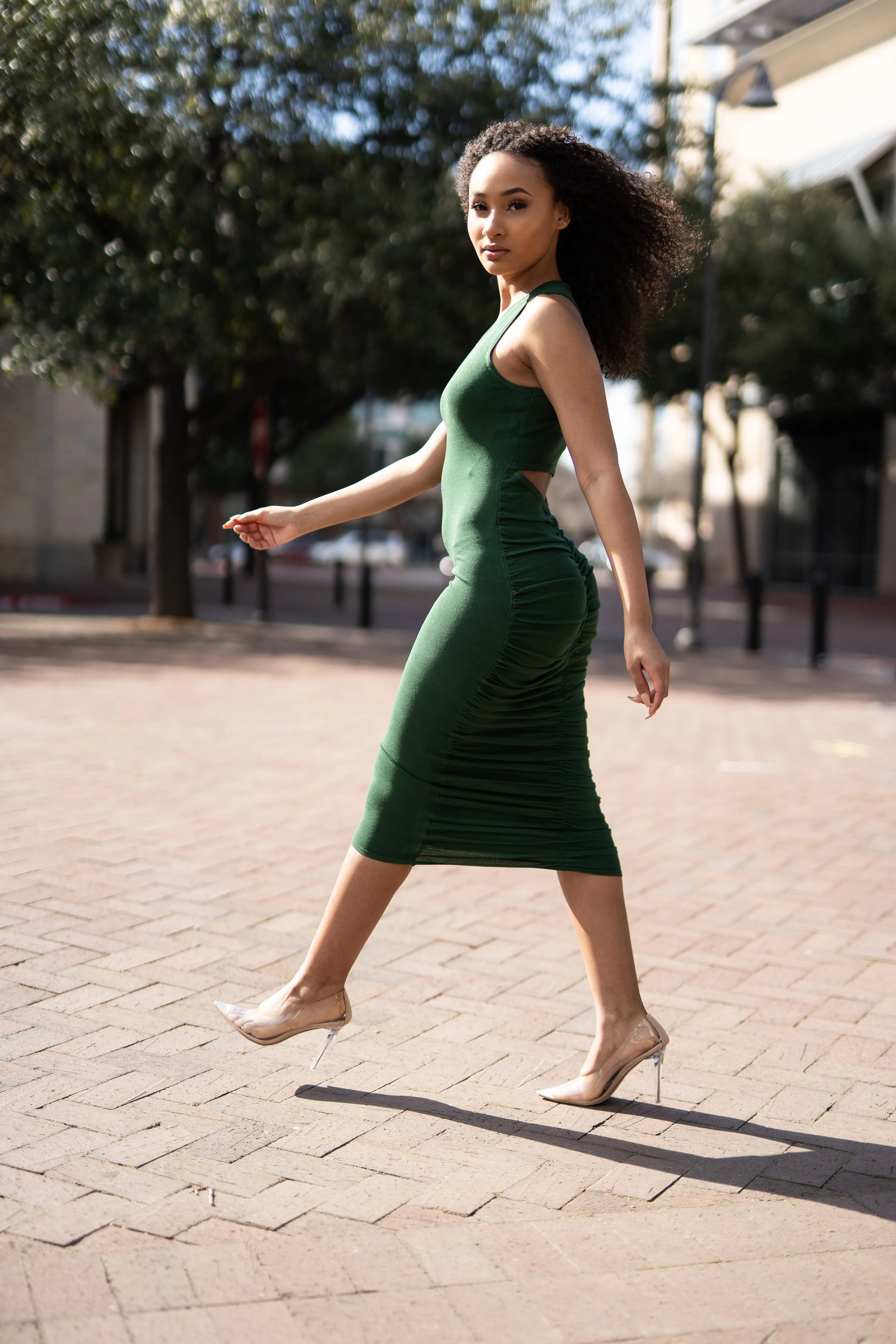 Just A Little Peek Dress (Hunter Green)