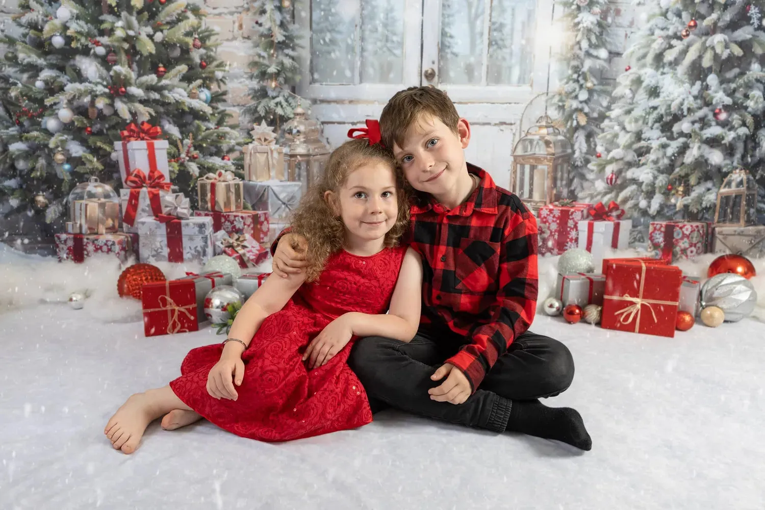 Kate Christmas Snow Tree Door Fleece Backdrop Designed by Emetselch