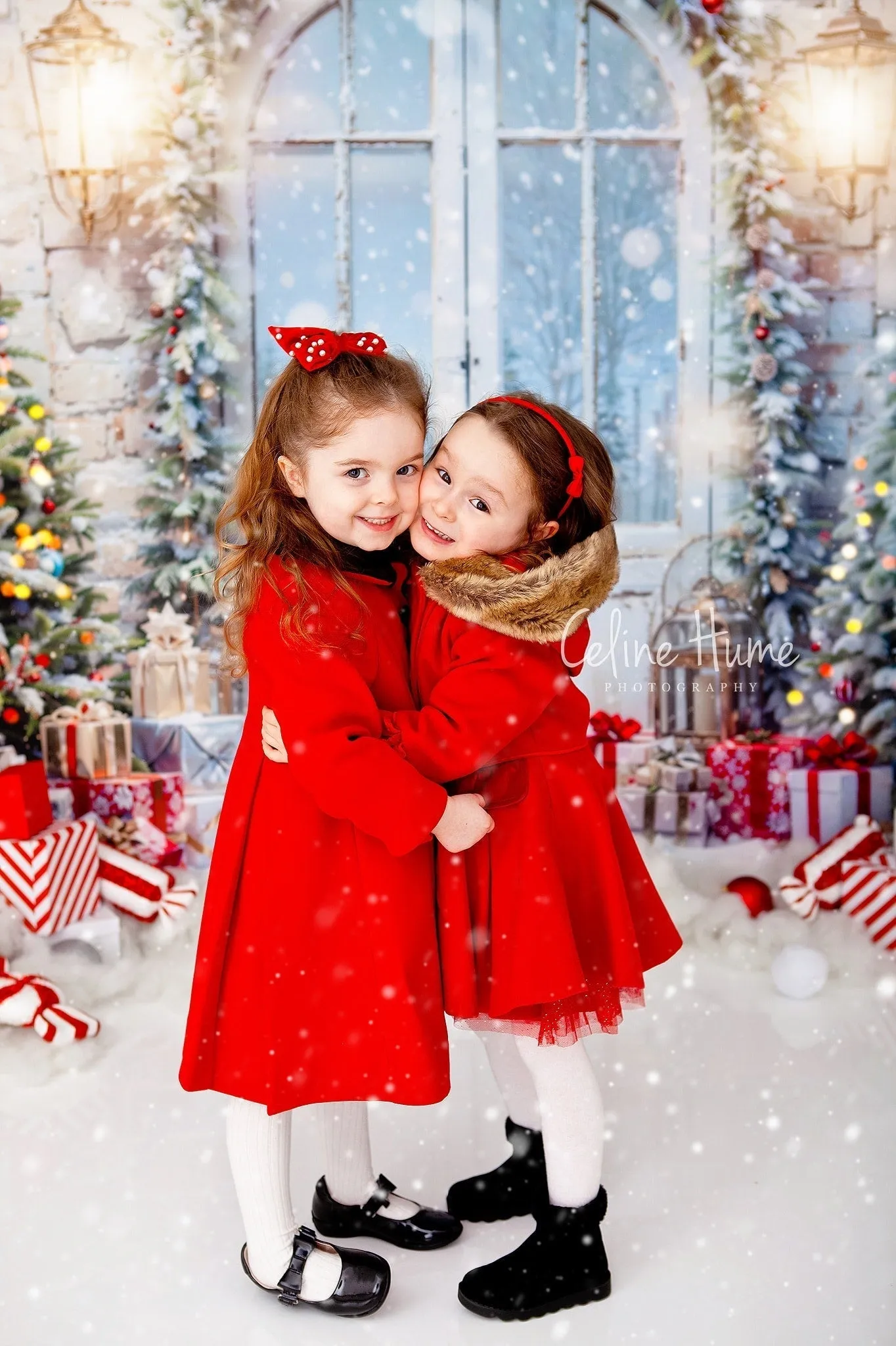Kate Christmas Snow Tree Door Fleece Backdrop Designed by Emetselch