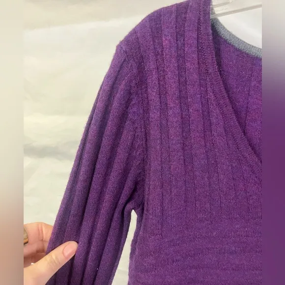 Krimson‎ Klover Women's 100% Merino Wool Purple V-Neck Sweater Dress- Size Small