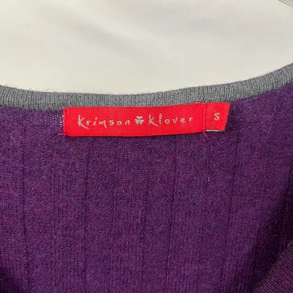 Krimson‎ Klover Women's 100% Merino Wool Purple V-Neck Sweater Dress- Size Small