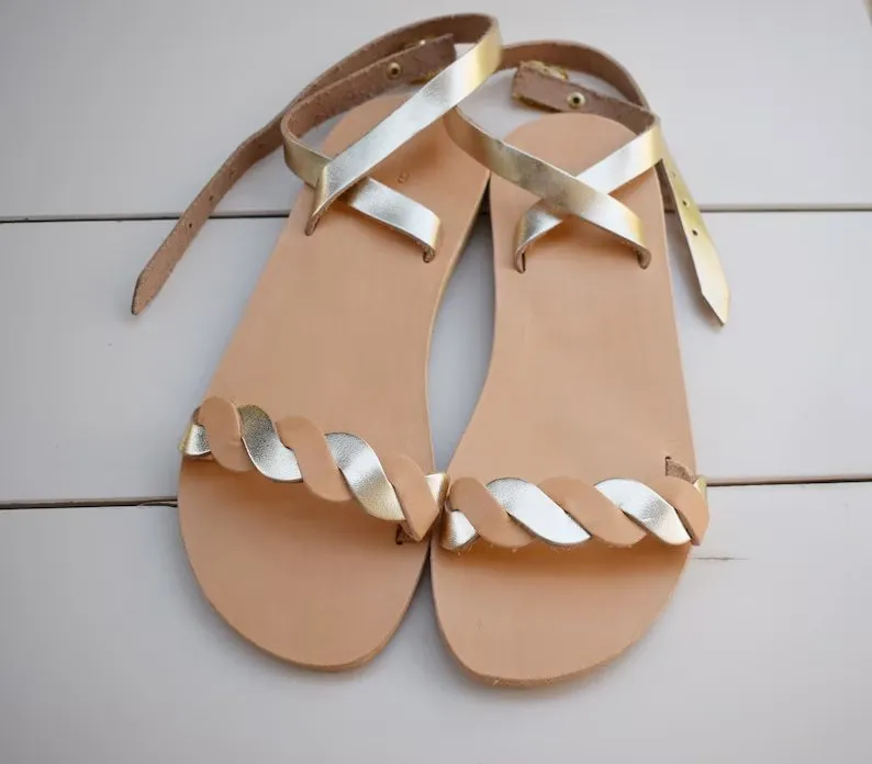 Ladies leather waves sandals