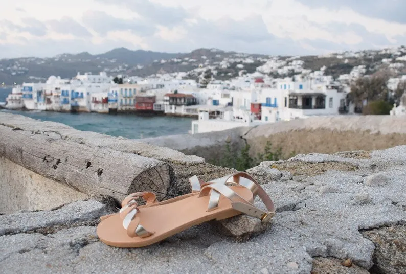 Ladies leather waves sandals
