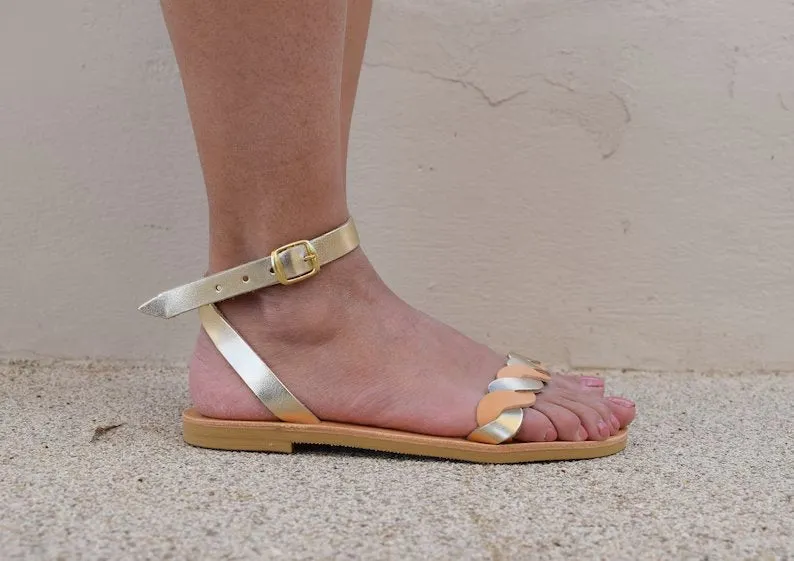 Ladies leather waves sandals