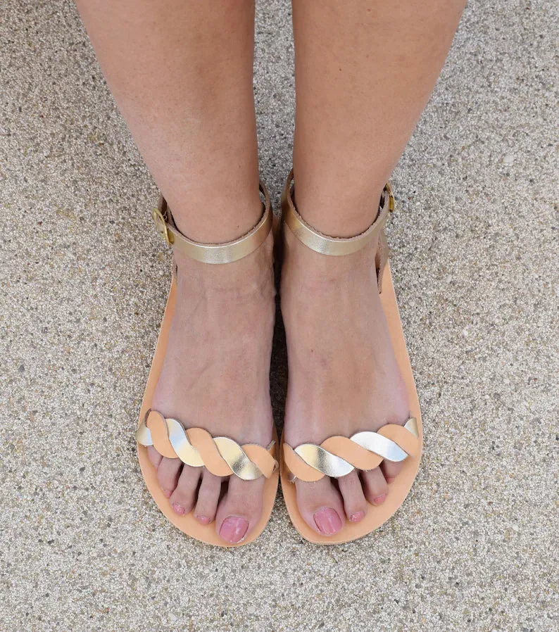 Ladies leather waves sandals