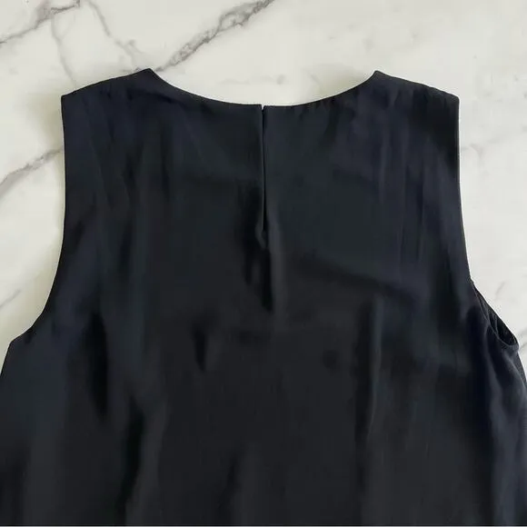 Lauren Ralph Lauren Black label Georgette Shift tiered Dress classic Black Sz 14