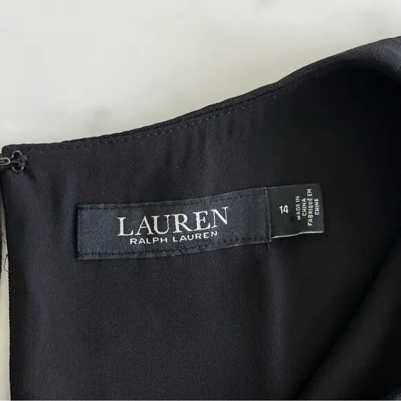 Lauren Ralph Lauren Black label Georgette Shift tiered Dress classic Black Sz 14