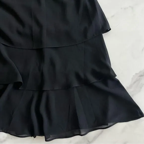Lauren Ralph Lauren Black label Georgette Shift tiered Dress classic Black Sz 14