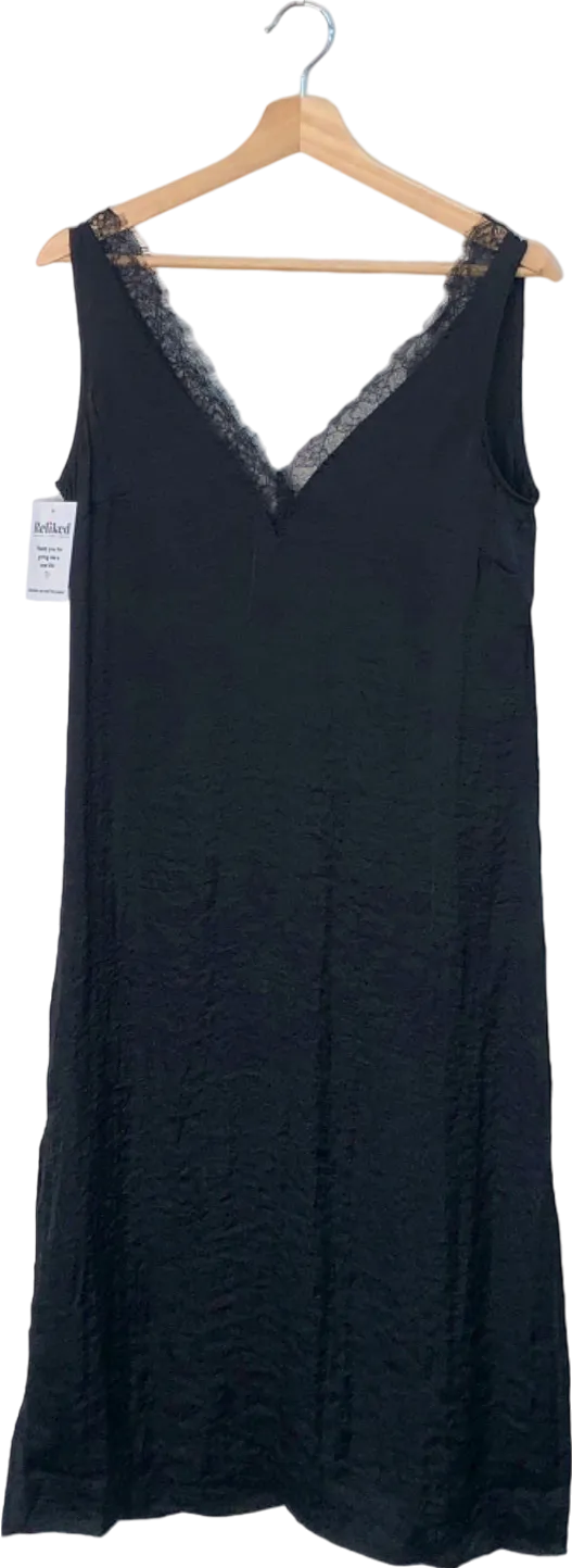 Lefties Black Lace-Trim Slip Dress XS