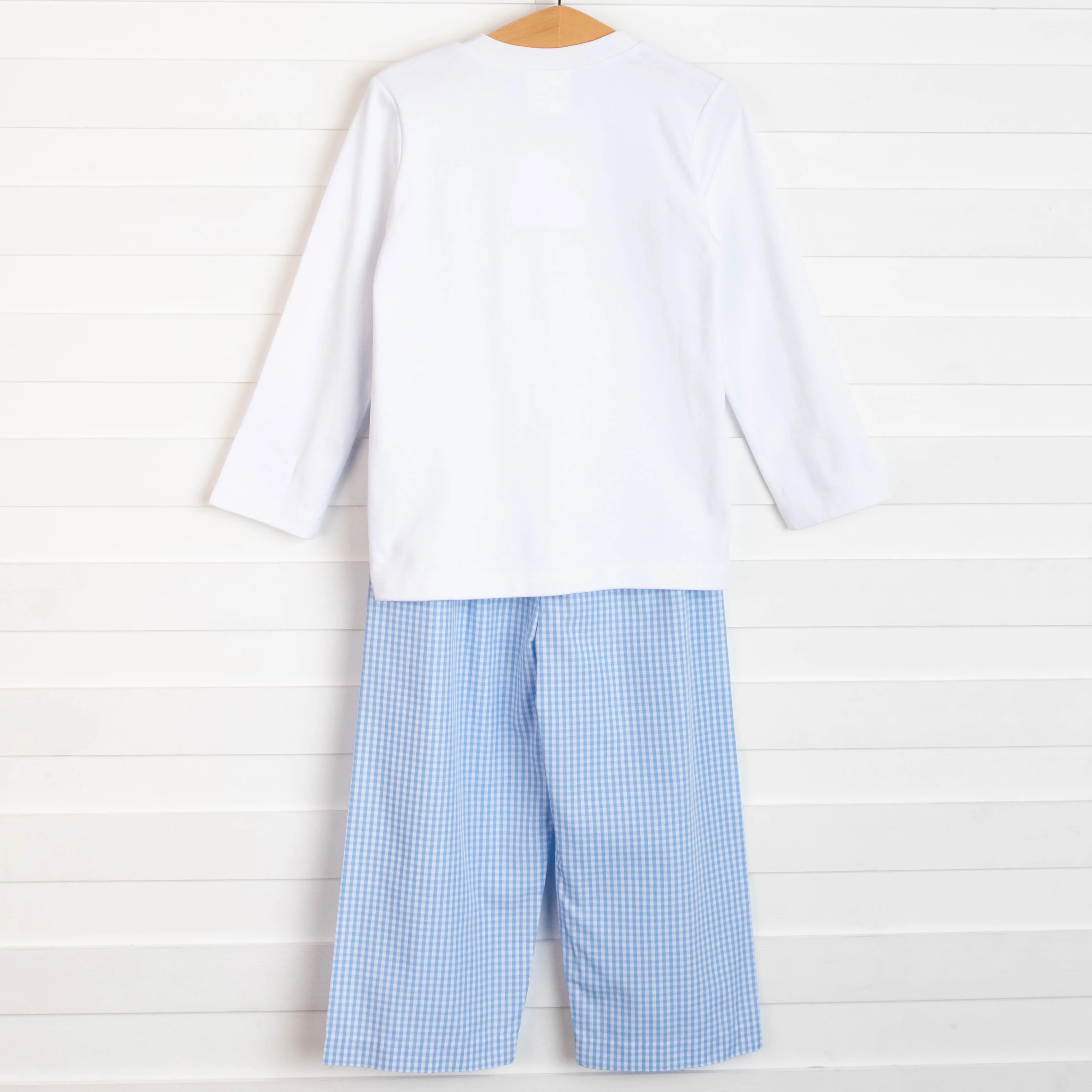 Let It Snow Smocked Pant Set, Blue