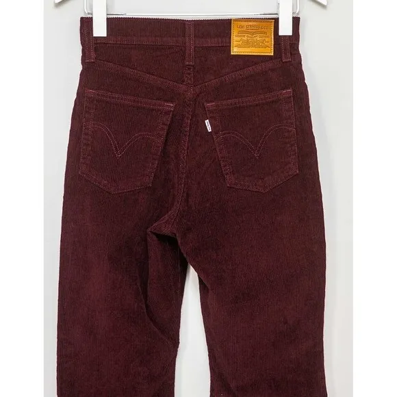 Levi’s Ribcage Bootcut Cord Jeans Malbec Burgundy Corduroy Levis 25 33 NWT