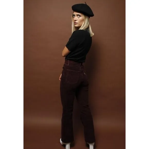 Levi’s Ribcage Bootcut Cord Jeans Malbec Burgundy Corduroy Levis 25 33 NWT