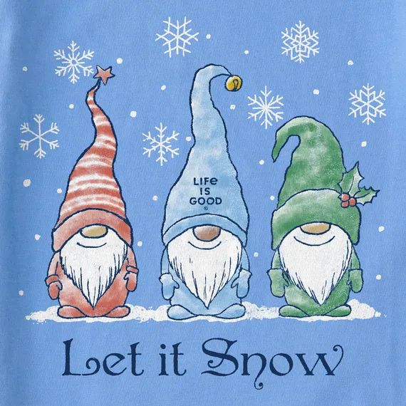 Life is Good Women's Let it Snow Gnomes Long Sleeve Crusher Vee