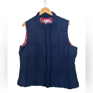 Lilly Pulitzer Reversible Puffer Vest in True Navy/Paisley - Size XL