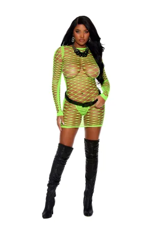 Lime Green Queen Fishnet Dress 82497