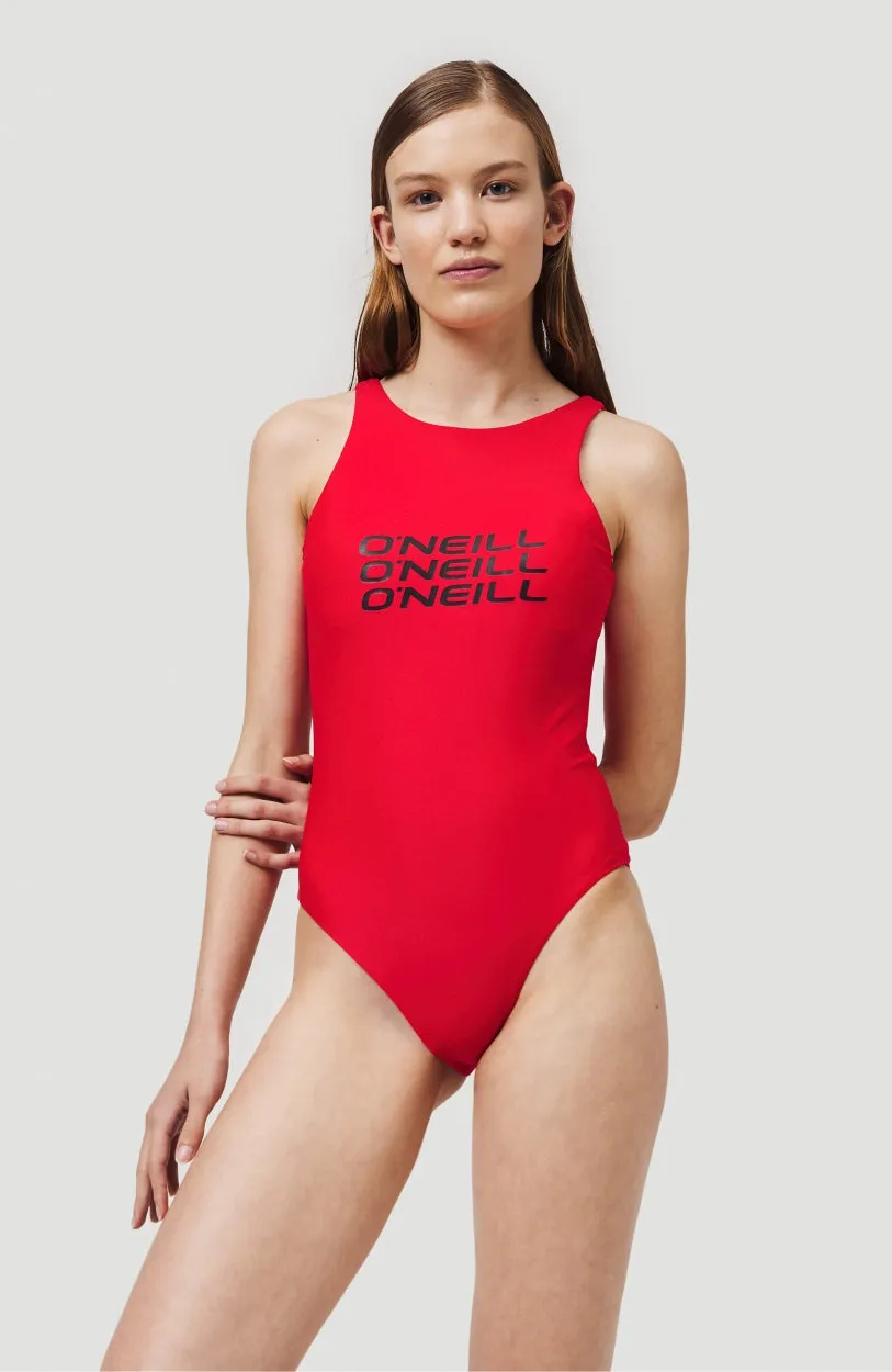 Logo High Neck Badeanzug | Paprika