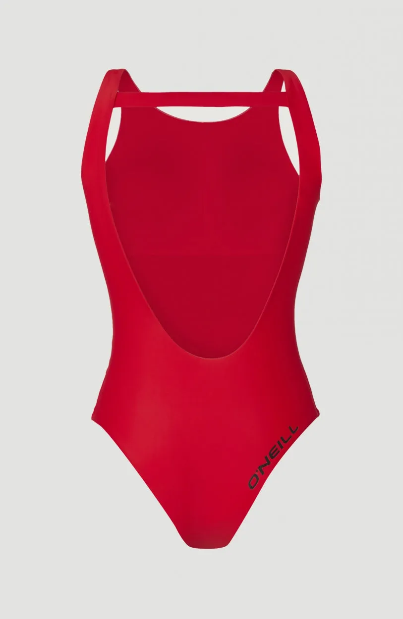 Logo High Neck Badeanzug | Paprika