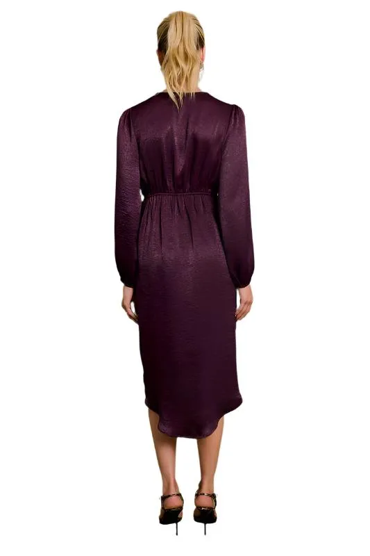 Long Sleeve Surplice Midi Dress