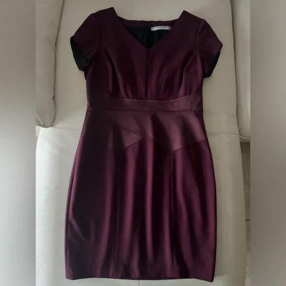 MARC NEW YORK ANDREW MARC Dress Women Short Sleeve Sheath Maroon Formal Size 10