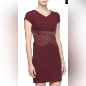 MARC NEW YORK ANDREW MARC Dress Women Short Sleeve Sheath Maroon Formal Size 10