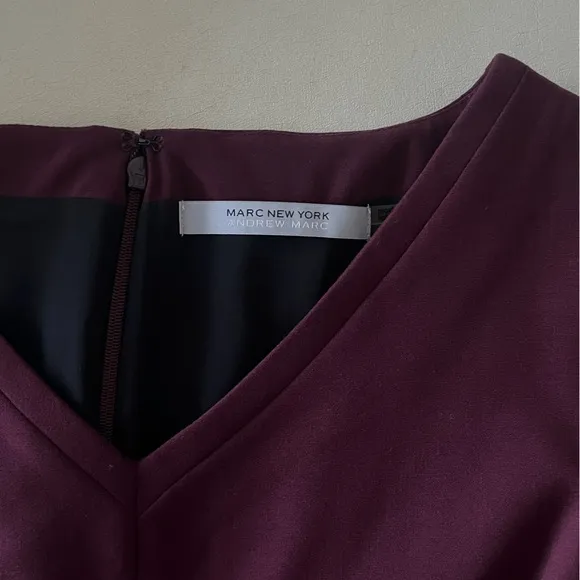 MARC NEW YORK ANDREW MARC Dress Women Short Sleeve Sheath Maroon Formal Size 10