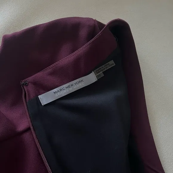 MARC NEW YORK ANDREW MARC Dress Women Short Sleeve Sheath Maroon Formal Size 10