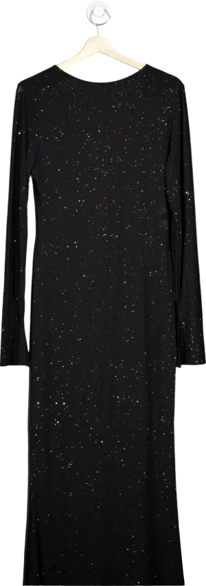 Marthea Black Sparkle Dress with Tie Detail UK L