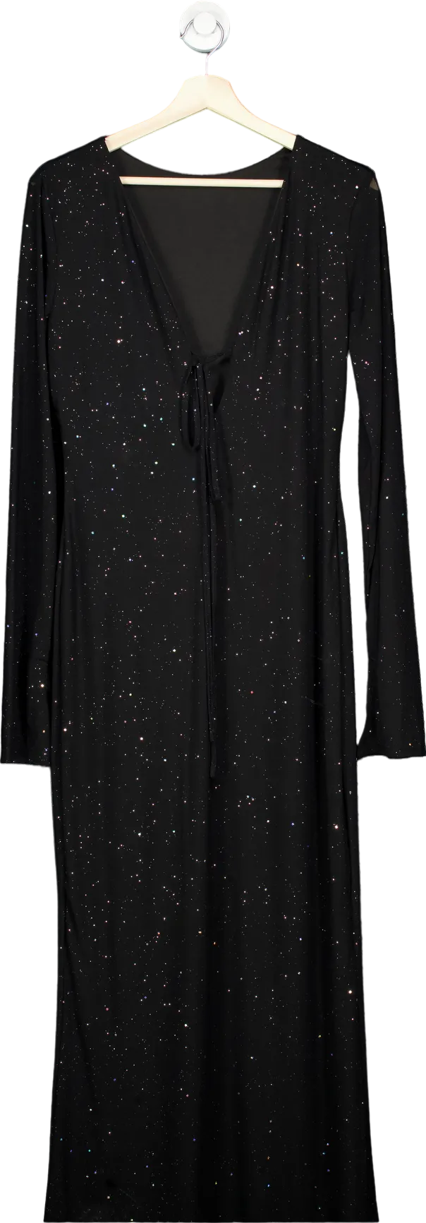 Marthea Black Sparkle Dress with Tie Detail UK L