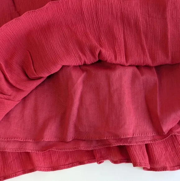 Max Studio Short Puff Sleeve Keyhole Neck Smocked Waist Dress Watermelon - sz XL